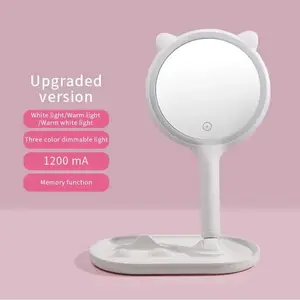 LED Lighted Vanity Mirror - Single Item, Compact Folding Desktop Makeup Mirror for Daily Makeup and Grooming