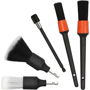 Detailing Brush Set, 5pcs Detailing Brush Set, Premium Wash Brushes For Wheels,Engine,Interior,Air Vents,Car,Auto,Truck(5pcs Set)