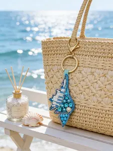1pc Handmade Beaded Sea /Lobster/Crab Embroidery Keychain - Realistic Marine Bag Pendant With Hand-Stitched Crab, Lobster & Starfish Charms For Handbag,Beach Accessories | Elegant Keychain,For Men And Women,For Summer Vacations By The Coast
