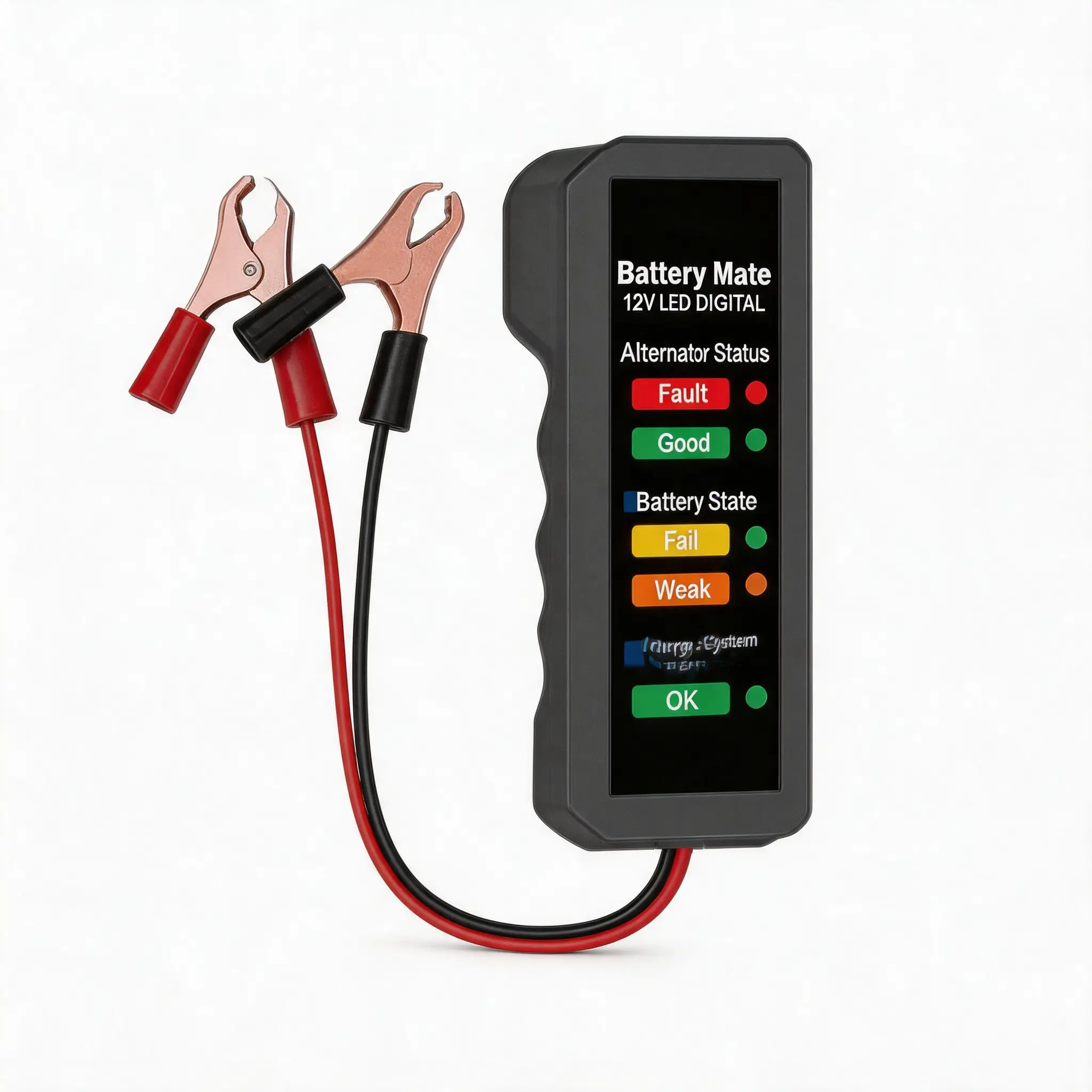 12V Car Battery & Alternator Tester - Instant LED Lights Results, Checks Engine State, Good for All 12V Automotive & Motorcycle Vehicles