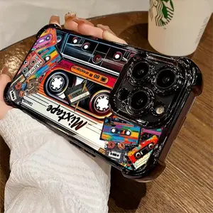 Retro cassette-shaped phone case, vintage trendy and fashionable, suitable for iPhone 17 16 15 14 13 12 11 X XS XSMAX, a holiday gift for friends, family, and yourself,four-corner shockproof transparent casual soft rubber phone protective case.