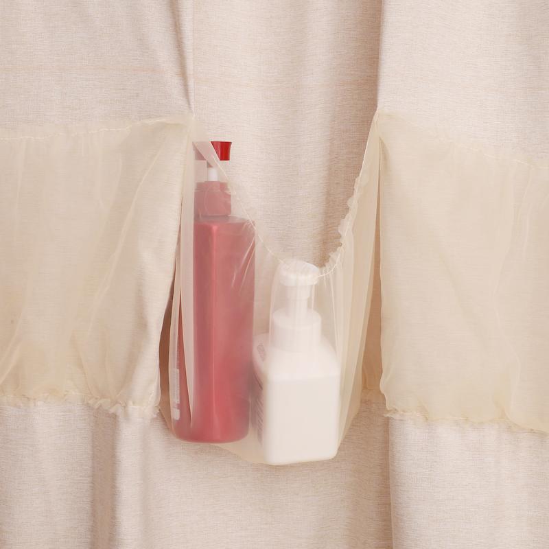 Long Scalloped Shower Curtain Linen Textured with 12 Hooks Heavy Duty Washable Waterproof Cloth Shower Curtains with Black Border for Bathroom Hotel Bathtub,Beige Quick Drying Machine Washable Home Bathroom Decor Shower Curtain Sets for Bathroom