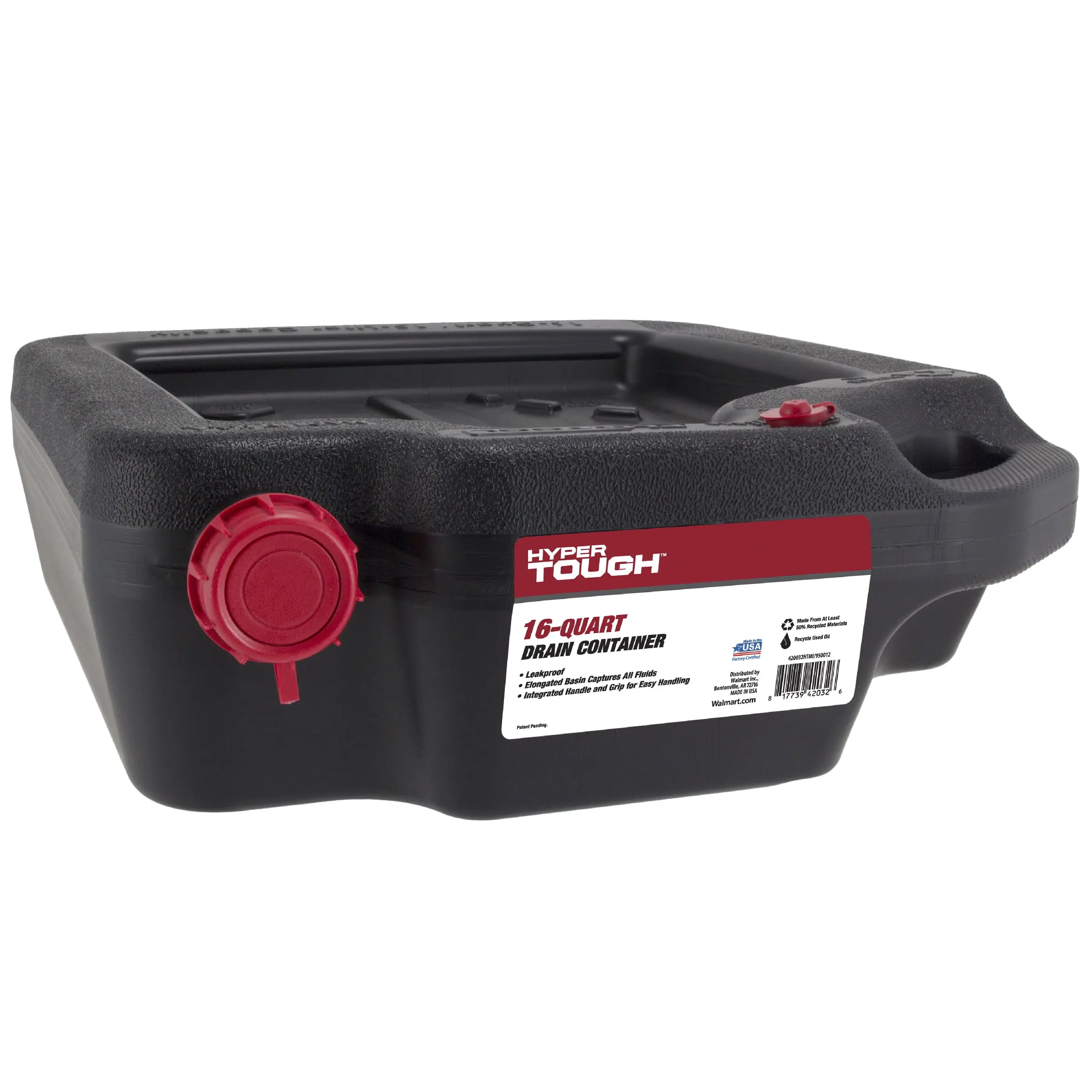Hyper Tough 16 Quart Automotive Drain Pan Container, 420032HTMI, Black Hopkins Manufacturing Corporation