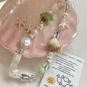 Creative Seashells Beaded Phone Chain Anti-loss Phone Strap Charm Cute Pendant Lanyard For Girl Cell Phone Wrist Strap