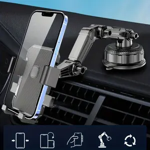 Suction Cup Phone Holder, Dashboard Phone Holder, Phone Holder Car Mount, Phone Mount for Car Dashboard Windshield Air Vent, Center Console Mobile Phone Car Mount for Large Trucks' Navigation, Cell Phone Car Mount
