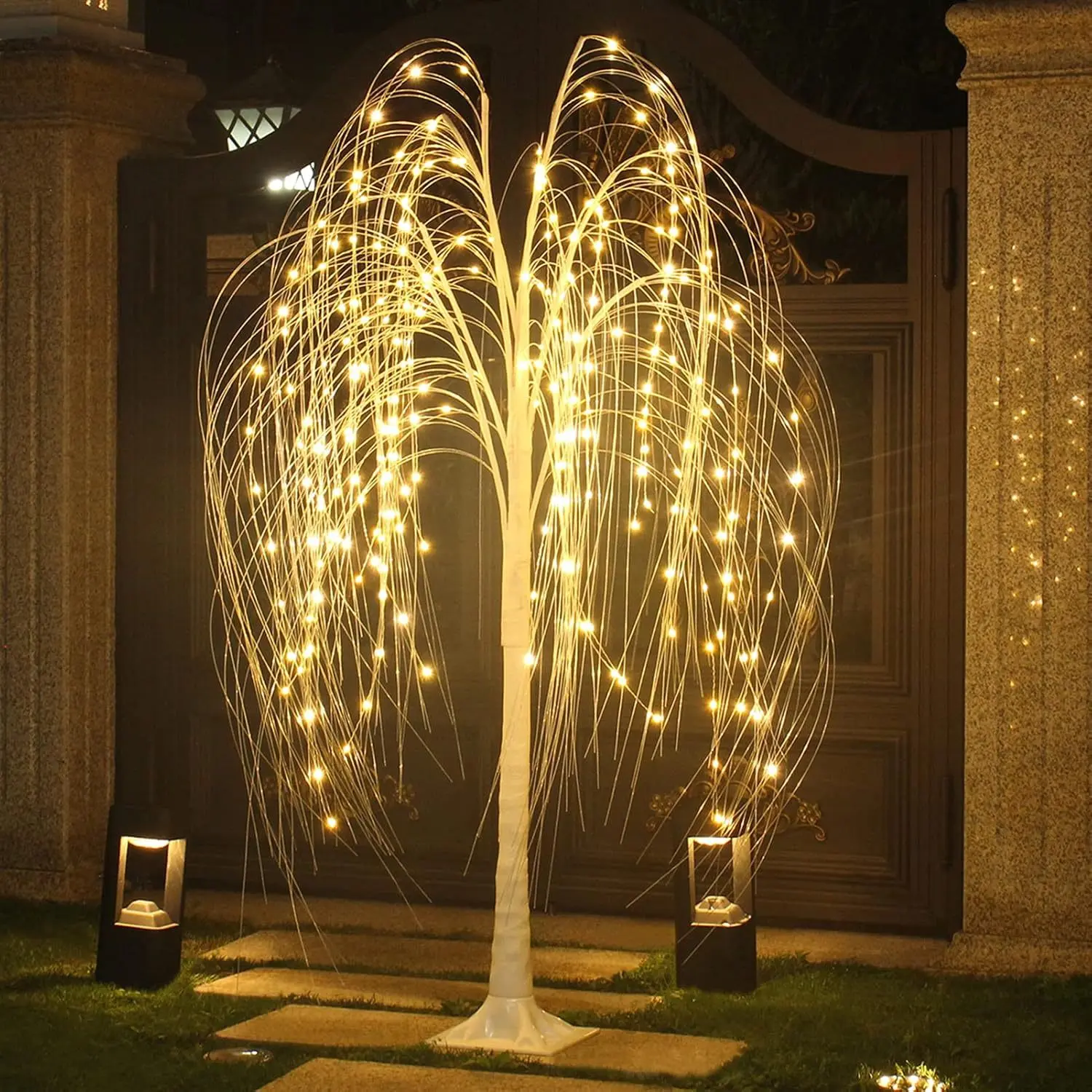5FT Lighted Willow Tree with 216 LED Magic Fairy Lights in for Outdoor Indoor Holiday Decor for Halloween Christmas Wedding and Garden Party christmas home decor halloween house decor Warm White Decoration Ornaments christmas outdoor decor tiktokshopbackt