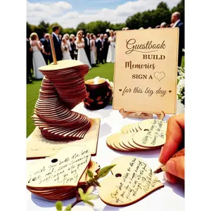 72pcs Wood Hearts Guest Book Alternative Sign, Rustic Wedding Decor for Reception, Baby Shower, 1st Birthday, Baptism Party & Memory Keepsake