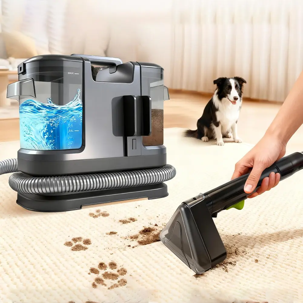 Portable Carpet Couch Cleaner Machine, Household Carpet Washer 500W, Black