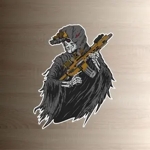 Grim Reaper Tactical Sticker, Skull Reaper Vinyl Decal, Waterproof Sticker for Laptop, Car, Bottle, Helmet, Tactical Aesthetic Gift