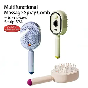 Electric Spray Air Cushion Massage Comb | Self-Cleaning Anti-Tangle | Essential Oil Mist Hair Care Comb | Anti-Static Volumizing Aromatherapy Comb | Scalp Relaxing, Reduce Hair Frizz, Portable Daily Hair Styling Tool for Women