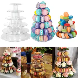 4/6Tiers Round Macaron Tower Stand Desserts Cucountake Display Rack Stand Tray For Wedding Birthday Party Cake Decoration Christmas