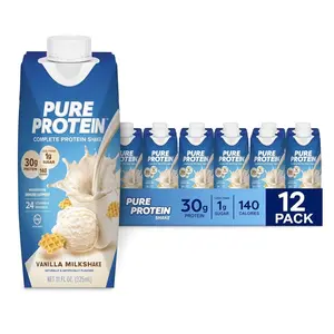 Pure Protein Vanilla Protein Shake, 30g Complete Protein, Vitamins A, C, D, and E plus Zinc to Support Immune Health, Ready to Drink and Keto-Friendly, 11oz Bottles, 12 Pack