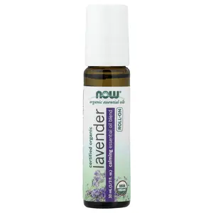 NOW Foods Organic Essential Oils, Lavender Roll-On, 1/3 fl oz (10 ml)