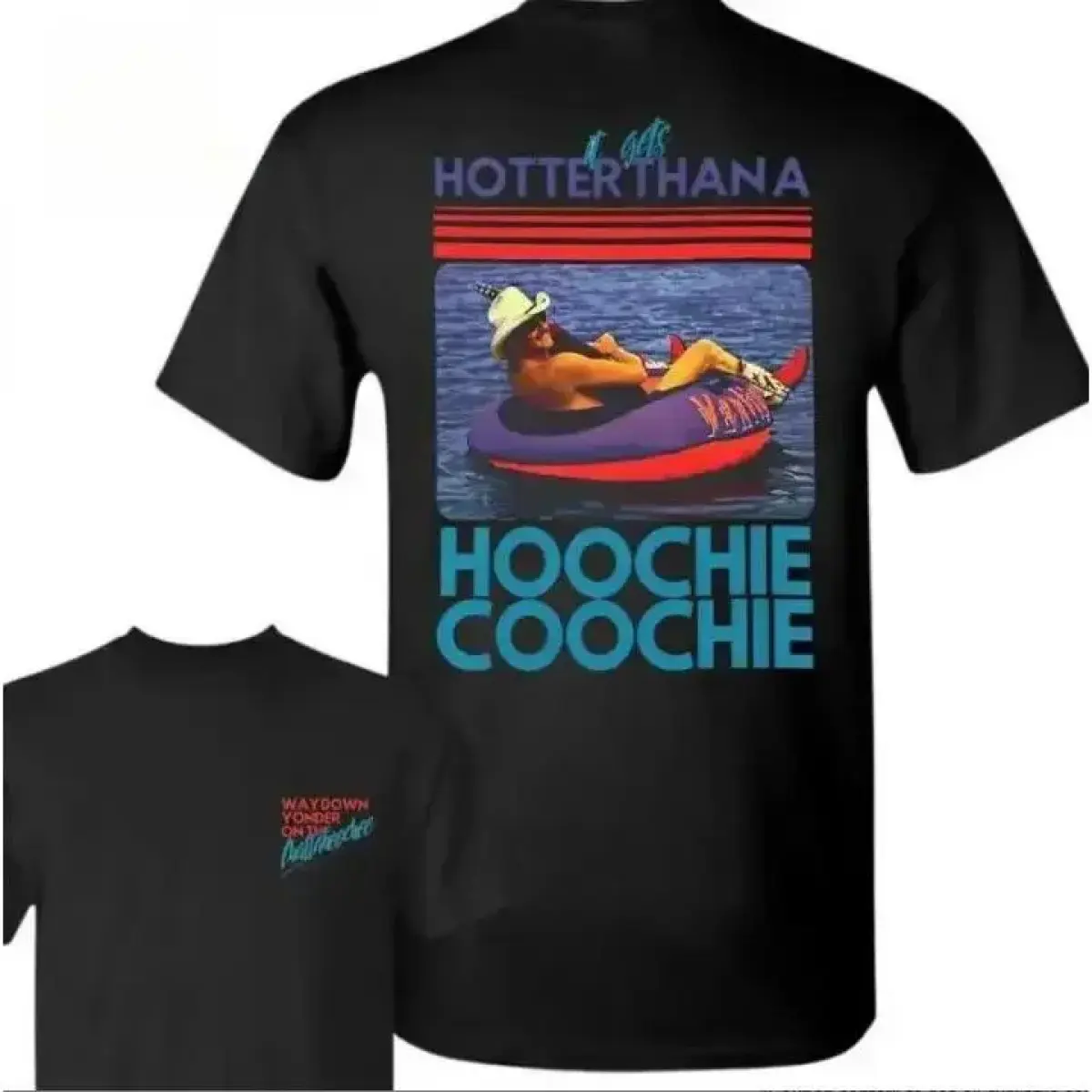 Unisex Western 220g Cotton Round Neck Graphic T-Shirt - "Hotter Than a Hoochie Coochie" Print, Relaxed Cut Short Sleeve Concert-Ready Tee, Men's Clothing, Western Tops