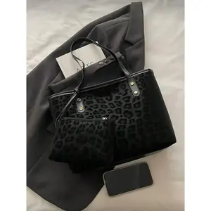 New Large Capacity Leopard Print Faux Leather Tote Bag, Dual Handle Design, Commute Work School, Casual Business Style, Young Women