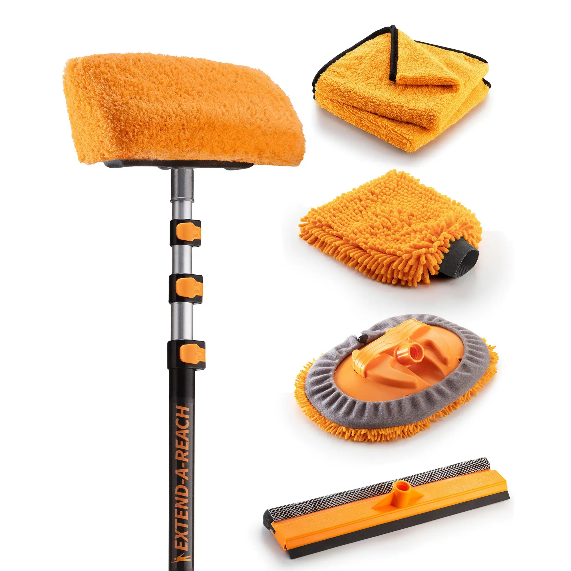 Car Wash Kit with 12 feet Extension Pole - The Ultimate Car, RV, Truck Washing Kit