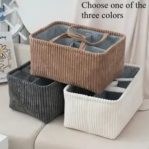 New Simple Nordic Style Multifunctional Organizing Corduroy Storage Basket, Organizer, Foldable, Ideal for Baby Care, Renting, Small Spaces, Multi-Scene Use