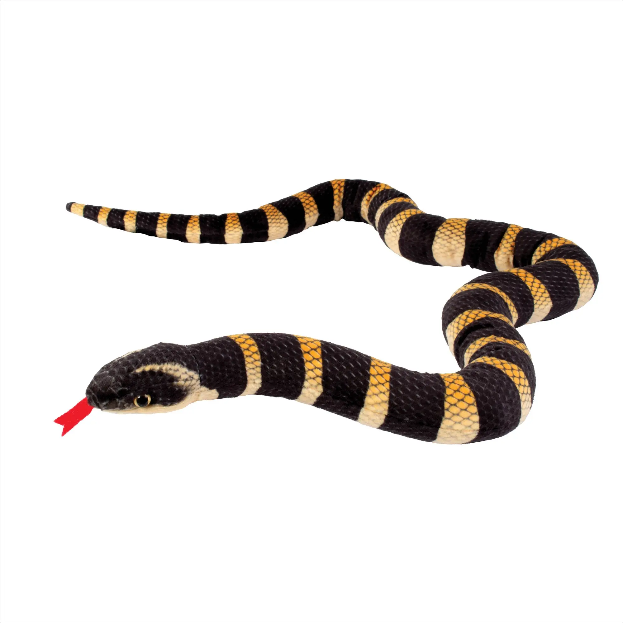 Real Planet™ Black & Gold Curved Snake Realistic Plush Stuffed Animal