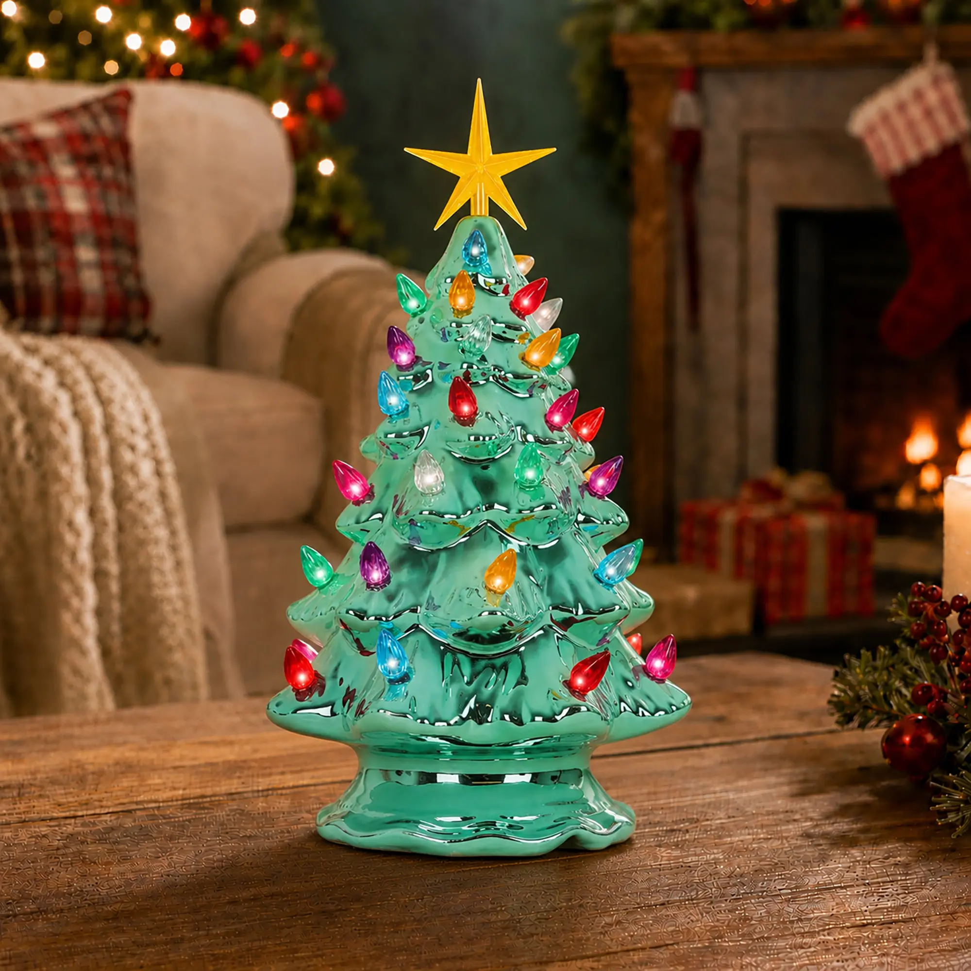 Emerald Pearl Ceramic Christmas Tree - Medium