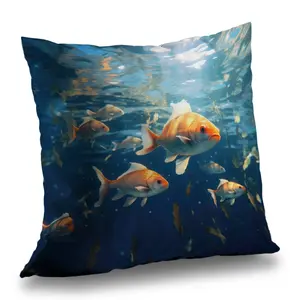 MWW C1PC14147KJQLQ 14 x 14 in. Free Flow - Blue Polyester Twill Throw Pillow for Home Decor - Stylish Accent
