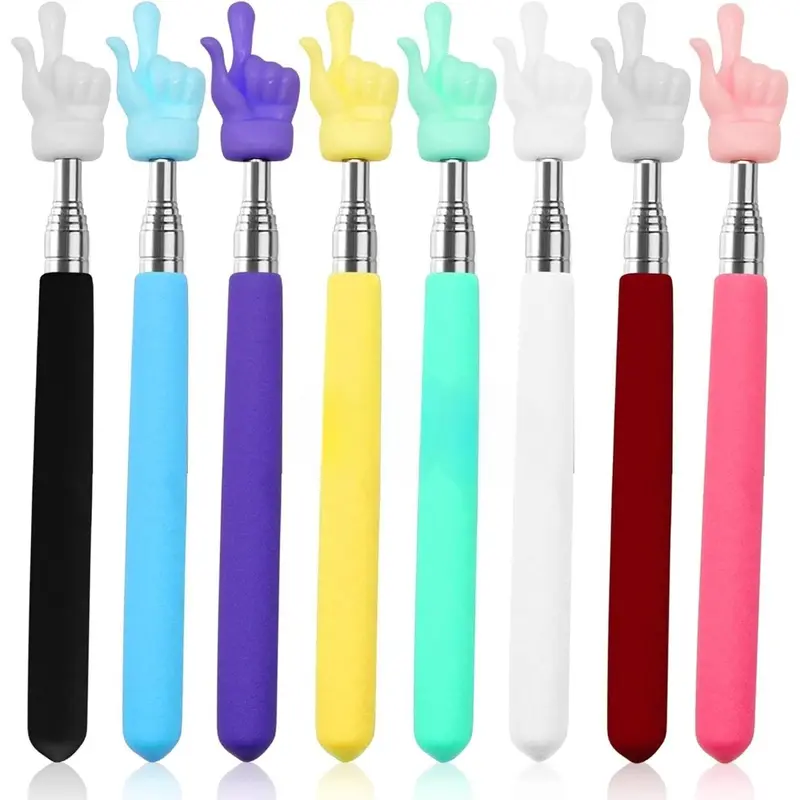 8 Pcs Telescopic Teachers Pointer, Extendable Hand Pointer Finger Pointer Stick, Mini Retractable Classroom Pointer for Elementary School Kindergarten Teacher, Classroom Supplies