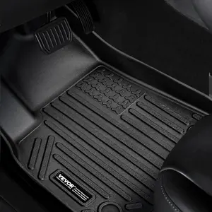 VEVOR Automotive Floor Mats, Fits for Tesla Model Y 2021-2024, 3 pcs Front and 2nd Row Liners, All Weather Custom Fit TPE Vehicle Floor Mats, Easy to Clean and Secure Floor Liners for SUV, Black