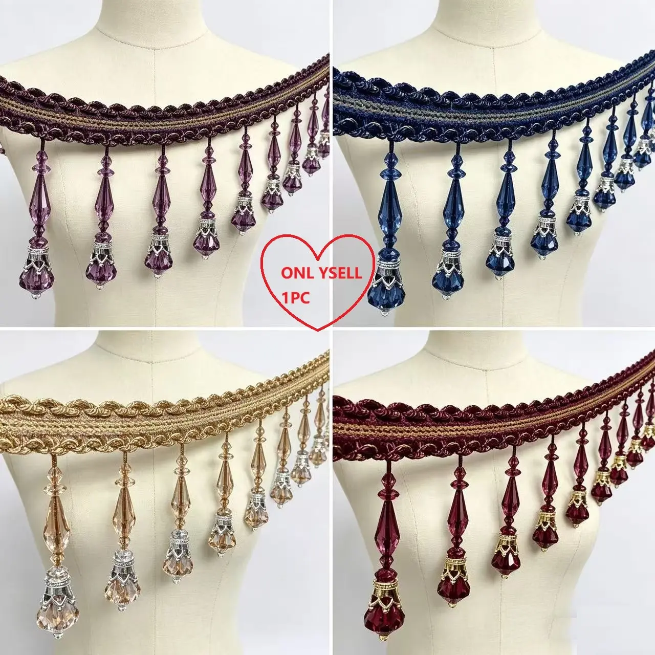 100cm long crystal bead pendant, crocheted lace beads, fringe curtain lace, pendant bead fringe, tassel, tablecloth decorative accessory, hem decoration, Pendant Design