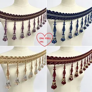 100cm long crystal bead pendant, crocheted lace beads, fringe curtain lace, pendant bead fringe, tassel, tablecloth decorative accessory, hem decoration, Pendant Design