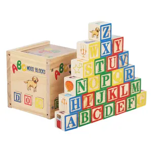 27-Piece Wooden Alphabet Number Blocks Set, Stamped ABC & Animal Stacking Tower, Educational Montessori Learning Toys for Toddlers 3+, Sensory Math Counting Blocks for Preschool, Early Learning & Family Interaction, Math Learning Tools