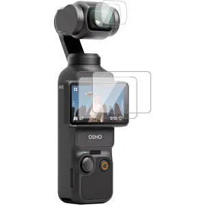 2 Lens Protector + 2 LCD Screen Protector, for DJI Osmo Pocket 3 Accessories with with Auto-Align Install Kit, Full Screen Protection, Anti Reflective 9H Tempered Glass Screen Protector Film
