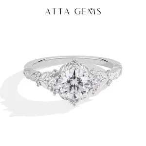 Classic D VVS1 Color Round Cut 1.0ct Lab-Created Moissanite Ring for Women Engagement Wedding Rings Fine Jewelry Gift R240