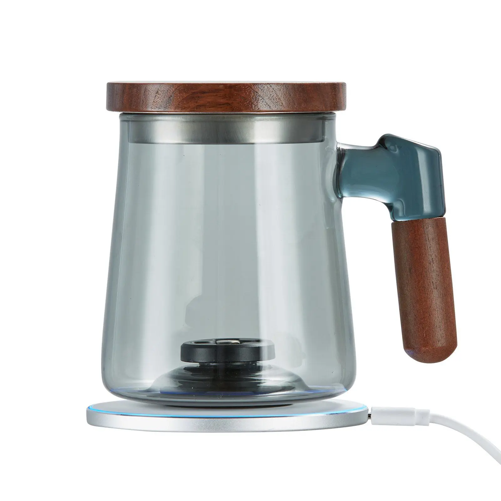 VEVOR Hydrogen Water Cup, 400 ml / 14.1 oz Hydrogen Generator, SPE Technology Portable Hydrogen Water Ionizer Machine with Wireless Charging Base, Hydrogen Rich Water Bottle Glass Health Cup Drinkware