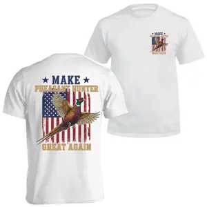 Make Pheasant Hunter Great Again T-Shirt – Vintage American Flag Hunting Tee, Patriotic Outdoor Graphic Shirt for Men & Women, Casual Cotton.