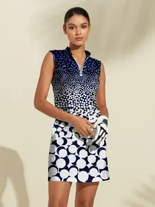 Women's Golf Dress Dark Blue Sleeveless Ladies Golf Attire Clothes Outfits Wear Apparel #19806886 #14958232 #14687828