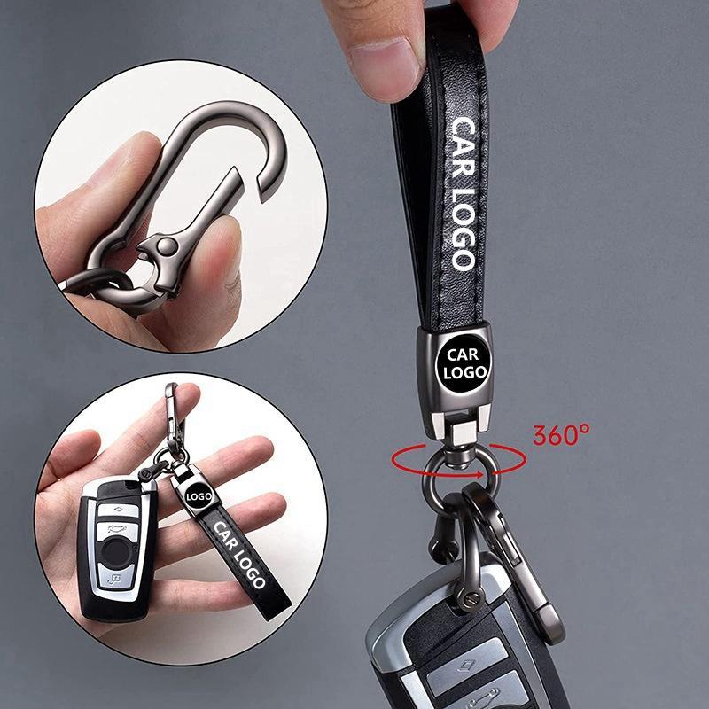 Acura Leather Keychain – Premium Key Fob Holder for RDX, MDX, TLX, ILX, Integra & All Acura Models | 360° Rotating Screw-Free Metal Car Key Strap, Heavy-Duty Leather Keychain | Automotive Gift for Men & Women