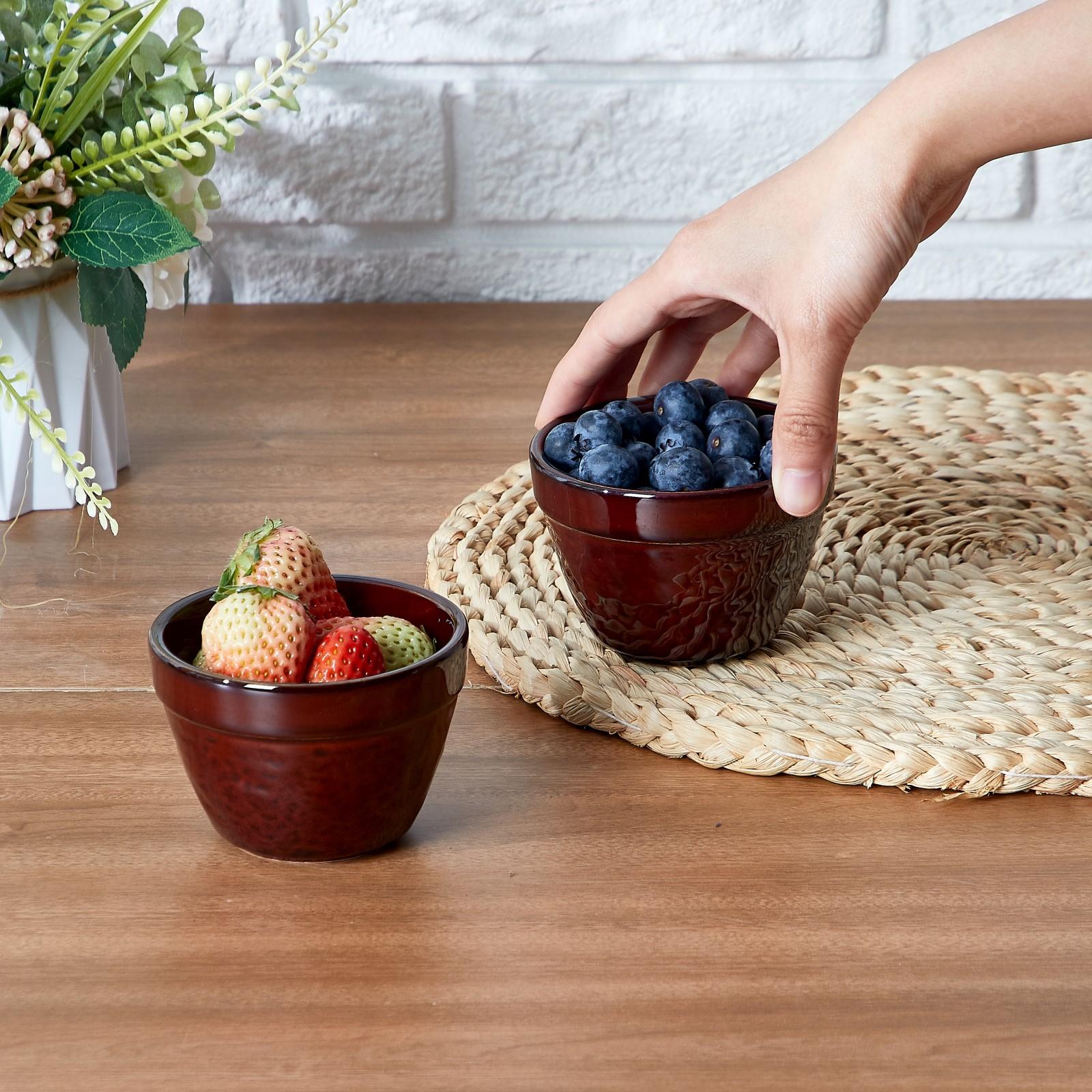 Ceramic Bowls Set of 6-6.8 OZ Small Bowl Set, Farmhouse Vintage Red Bowls 3.5 Inches Ramekins Bowl for Salad Dessert Yogurt Dipping Ice Cream Fruit Rice- Microwave Dishwasher Safe Retro Red