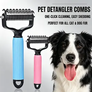Double-Sided Cat Shedding Dematting Comb Deshedding Dog Brush, Pet Undercoat Rake Grooming Brush for Long Haired Dogs, Matted Fur Remover for Cats Father's Day Gift summerwins