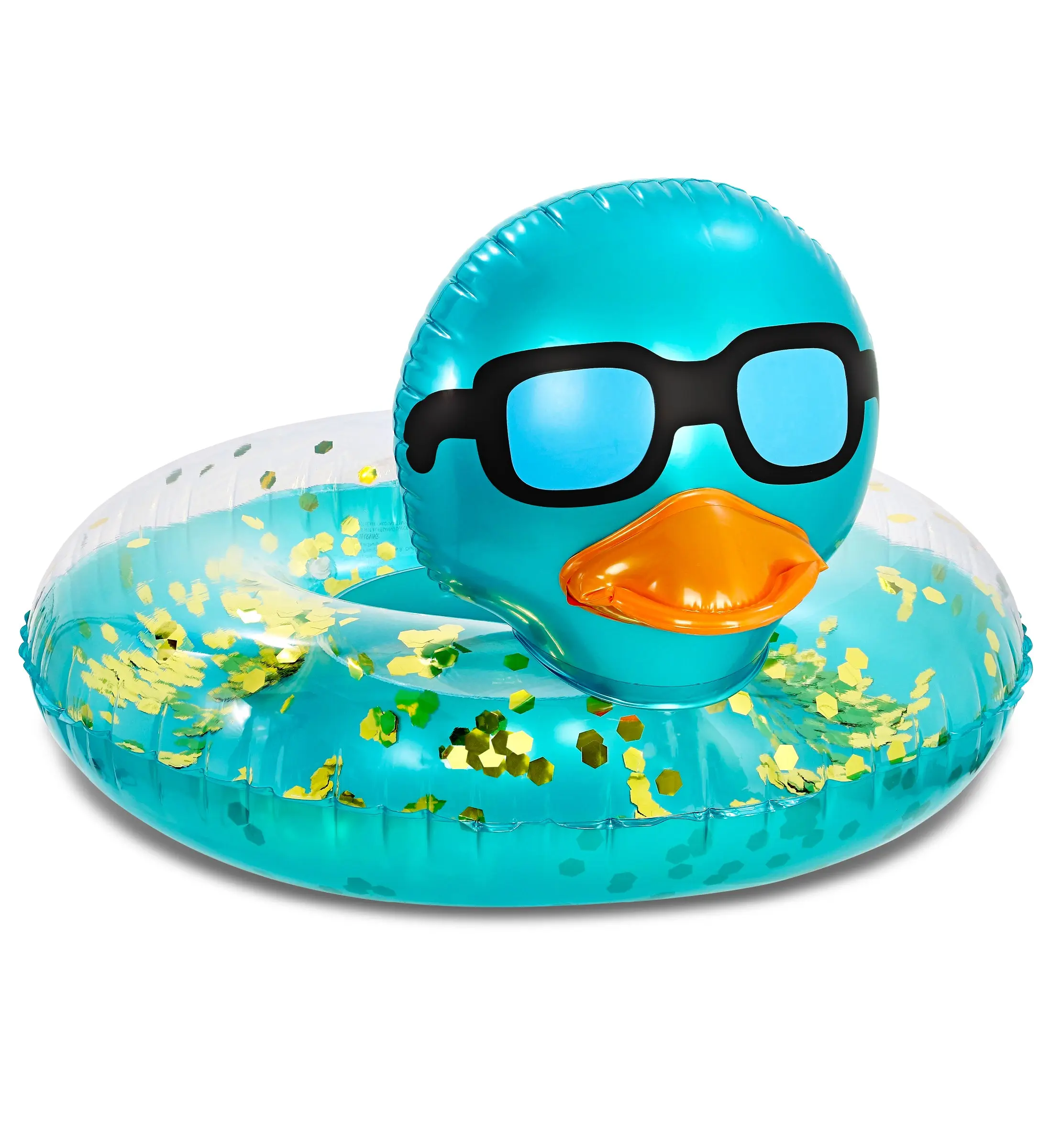 Animal Pool Float - Blue Gold Duck Pool Tube, 36 Inches, for Adults, Ideal for Lake, Beach Use