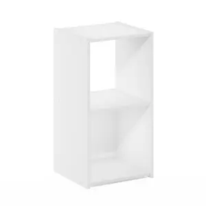 PELLI Bookcase, 2 Cube Bookshelf Open and Closed Cube Bookcase, 2 x 1 Storage Cabinet Bookcase, 12.2 x 11.6 x 24.2, for Living Room Bedroom Home Office, White