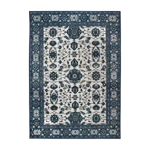 My Magic Carpet Ramage Blue Machine Washable Area Rug, 5x7 Stain Resistant, Non-Slip, Waterproof