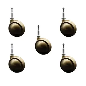 Service Caster SCC-GN01S25-DCS-WA-5 2.5 in. Swivel Metal Ball Caster Wheels for Furniture Windsor Antique Brass Finish Stem Casters with 0.31 Grip Neck Stem - Set of 5