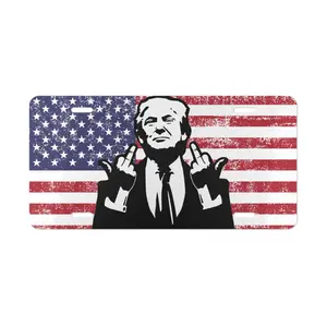 Trumpp American Flag Middle Finger License Plate