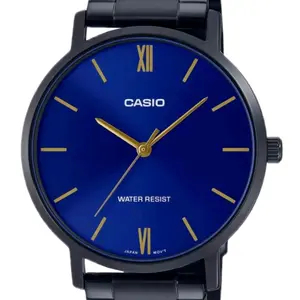 casio black beauty with Blue face stainless steel men' s classic watch MTP-VT01B-2B
