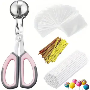 Cake Pop Maker Kit with Stainless Steel Scoop, Lollipop Sticks & Wrapping Bags – DIY Candy and Dessert Decorating Set, Complete Baking Kit for Homemade Cake Pops, Donut Holes, and Dessert Bites