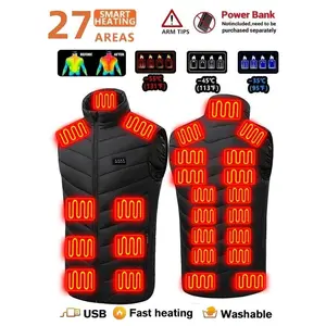 Men's Smart Heated Fleece Vest with 27 heating zones, 3 temperature settings; suitable for running, cycling & everyday winter wear; battery pack not included (charger powered)(Sheets)