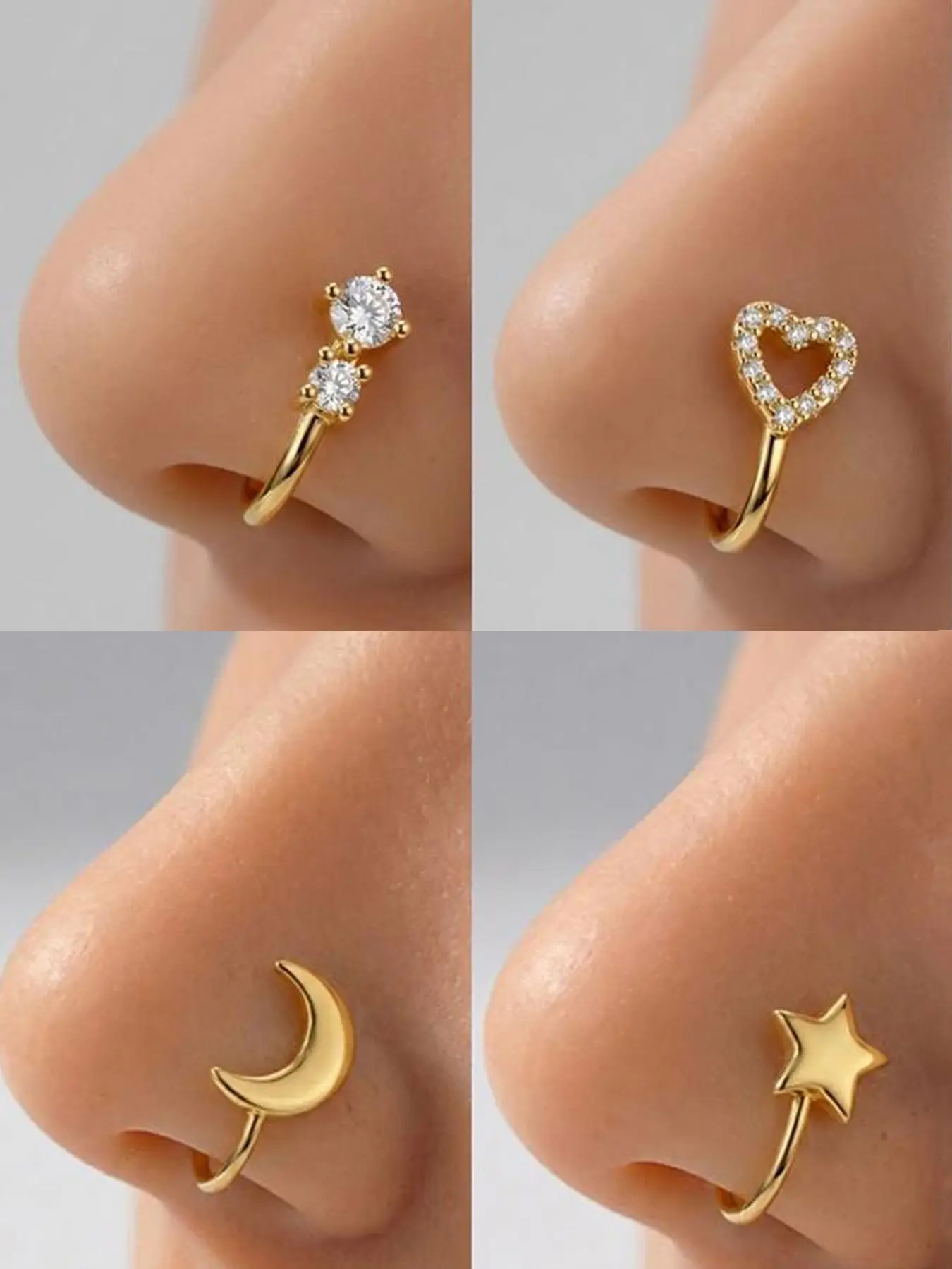 Non-Piercing Zirconia Nose Ring Clip, Rhinestone Nose Ring, Hypoallergenic Stainless Steel Material, Stylish Body Jewelry Accessory for Men and Women, No Piercing Required