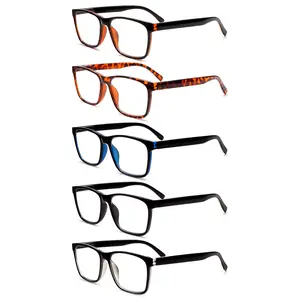 5pcs Family Pack Anti-Blue Light Reading Glasses Suitable For Men And Women Classic Style, Timeless Design Spring Hinges For Comfortable Fit Across Various Face Shapes Ideal For Everyday Wear
