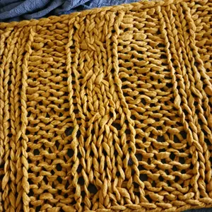 Mustard Queen Bed Scarf/ Bed Runner Washable Soft Hand Knit
