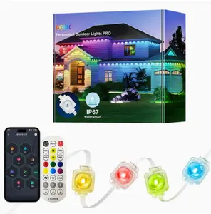 Permanent Outdoor Lights for House, 100-300ft Smart RGB Eaves Soffit Lights with App/Voice/Remote Control, IP67 Waterproof LED Strip Lights for Christmas Halloween Holiday Roof Garden Decor, Music Sync, Extendable