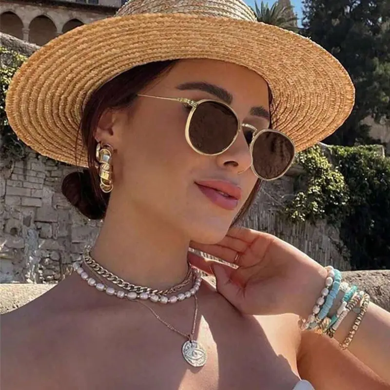 Unisex Vintage Round Frame Glasses , Trendy Casual Glasses for Everyday Use, Fashion Boho Accessories for Outdoor Activities, Trendy Beach Eyewear